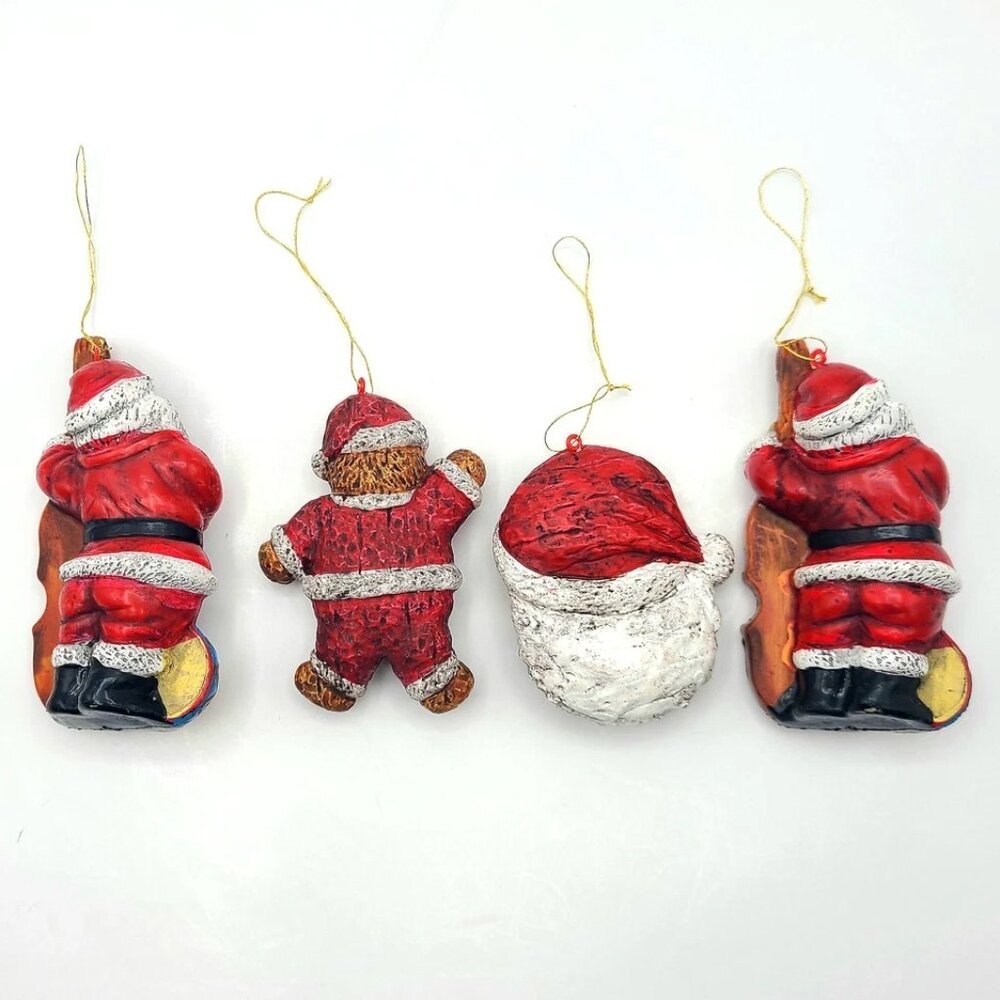 Vintage Blow Mold Christmas Ornaments – Lot of 4 – Santa & Bear Holiday Decor - Picture 2 of 3